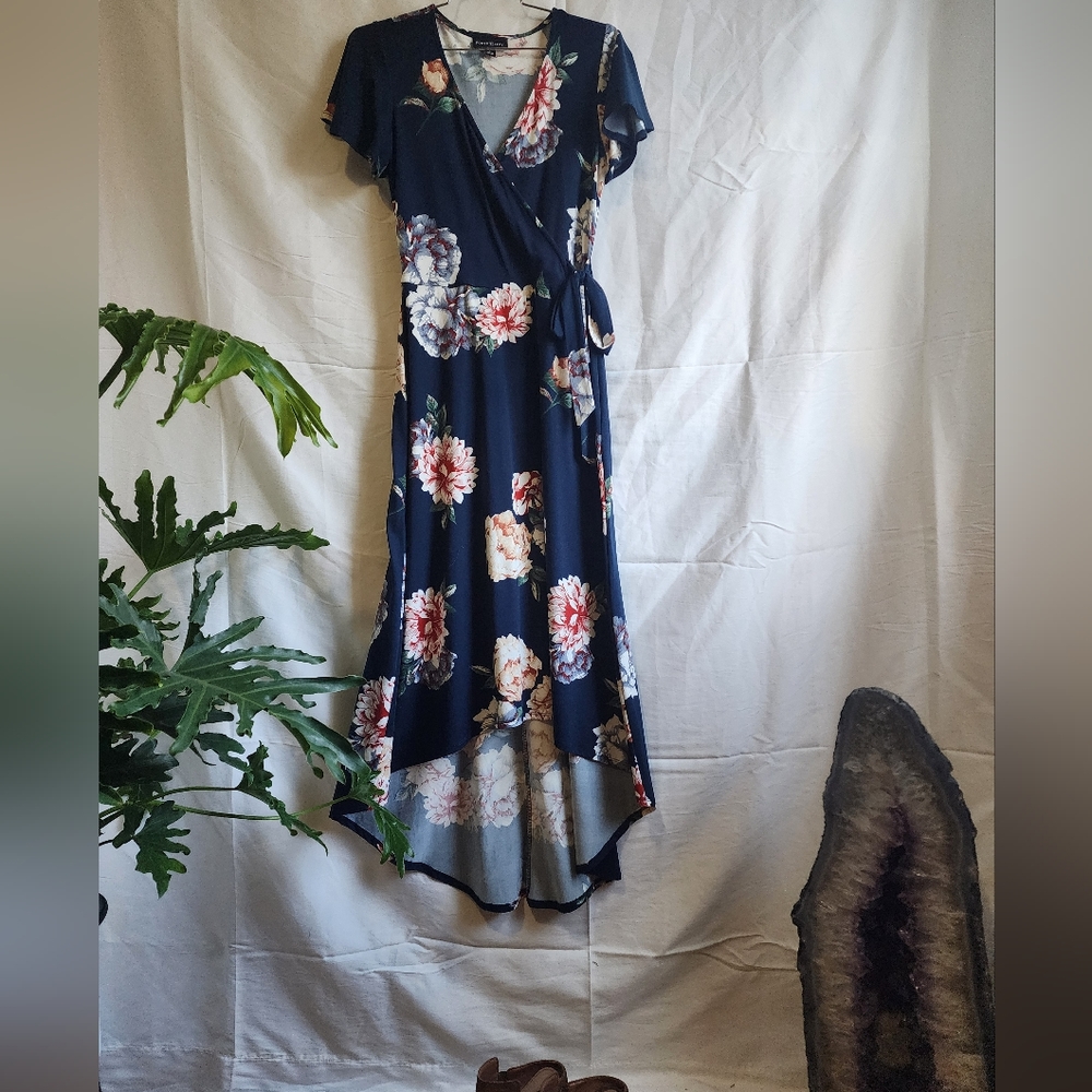 Fortune & Ivy, small floral print blue dress